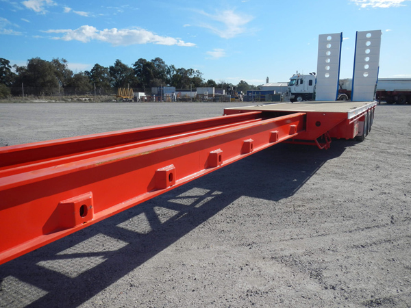 treler separuh katil rata boleh dipanjangkan extendable flatbed semi trailer