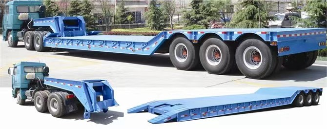 treler separuh rata rendah leher angsa gooseneck low flat semi-trailer